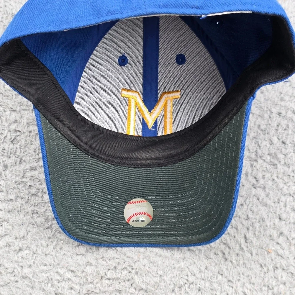 American Needle Baseball Cap Mens 7 1/4 Blue Milwaukee Brewers 1918 Cooperstown